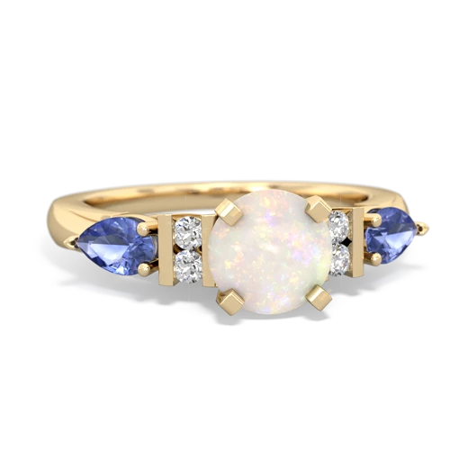 Opal Genuine Opal with Genuine Tanzanite and  Engagement ring Ring