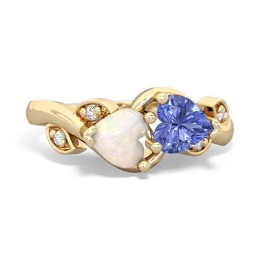 Opal Genuine Opal with Genuine Tanzanite Floral Elegance ring Ring