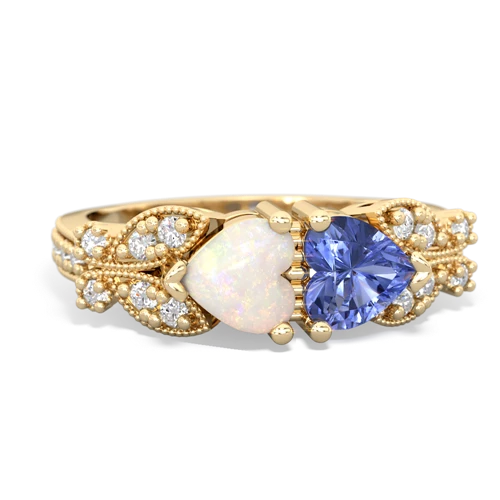 Opal Genuine Opal with Genuine Tanzanite Diamond Butterflies ring Ring