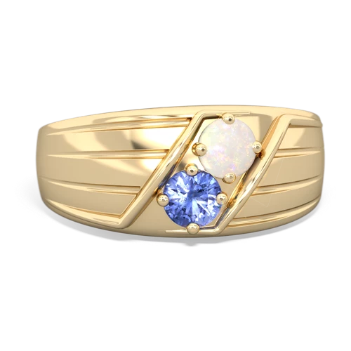 Opal Genuine Opal with Genuine Tanzanite Art Deco Men's ring Ring