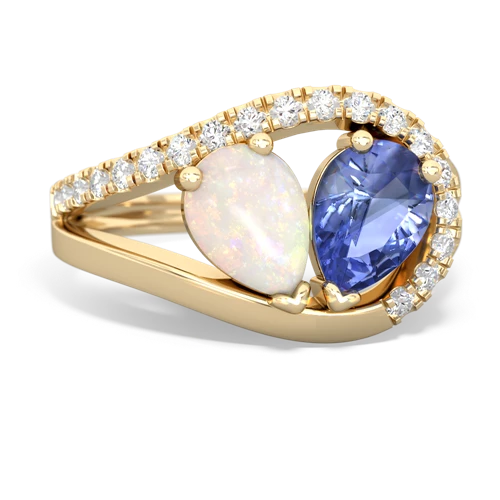 opal-tanzanite pave heart ring