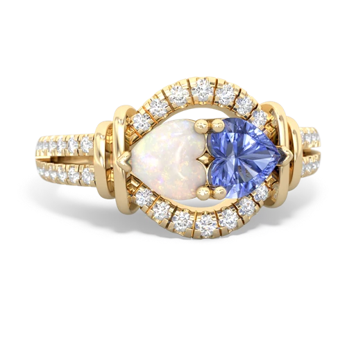 Opal Genuine Opal with Genuine Tanzanite Art-Deco Keepsake ring Ring