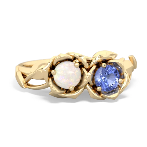 Opal Genuine Opal with Genuine Tanzanite Rose Garden ring Ring
