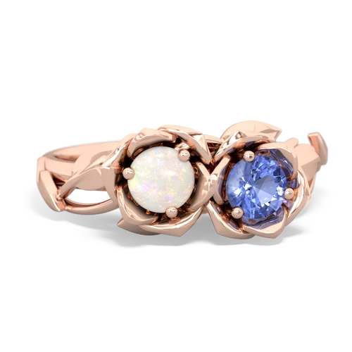 opal-tanzanite roses ring