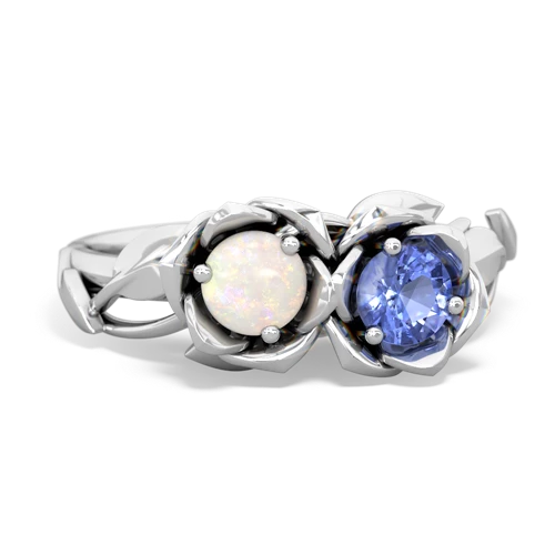 opal-tanzanite roses ring