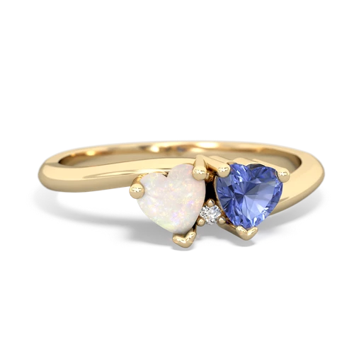 Opal Genuine Opal with Genuine Tanzanite Sweetheart's Promise ring Ring
