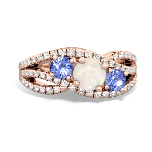 opal-tanzanite three stone pave ring