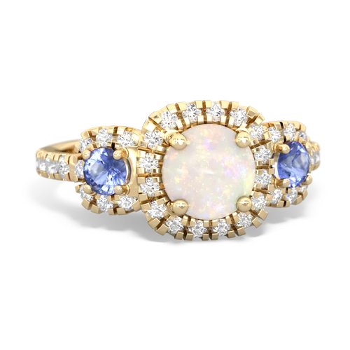 Opal Genuine Opal with Genuine Tanzanite and  Regal Halo ring Ring