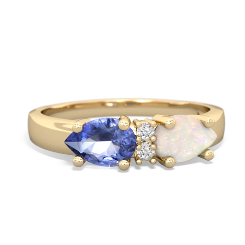 Opal Genuine Opal with Genuine Tanzanite Pear Bowtie ring Ring
