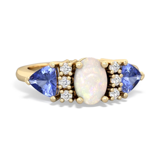 Opal Genuine Opal with Genuine Tanzanite and  Antique Style Three Stone ring Ring