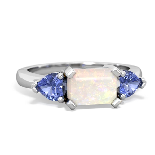 Opal Genuine Opal with Genuine Tanzanite and Lab Created Pink Sapphire Three Stone ring Ring