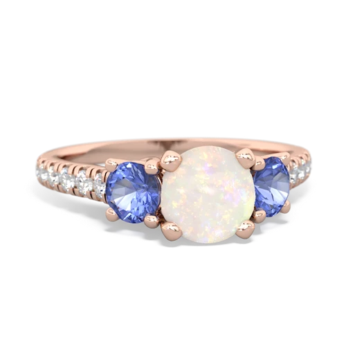 Opal Genuine Opal with Genuine Tanzanite and Genuine Aquamarine Pave Trellis ring Ring