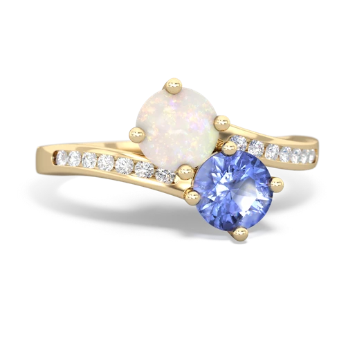 Opal Genuine Opal with Genuine Tanzanite Keepsake Two Stone ring Ring