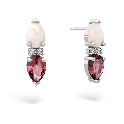 opal-tourmaline bowtie earrings