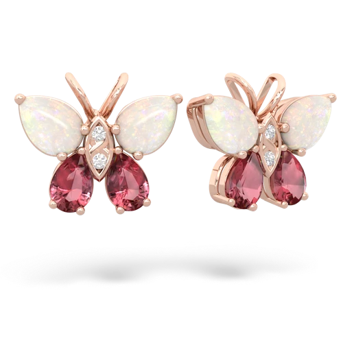 opal-tourmaline butterfly earrings