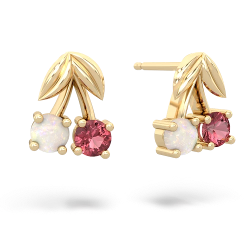 opal-tourmaline cherries earrings