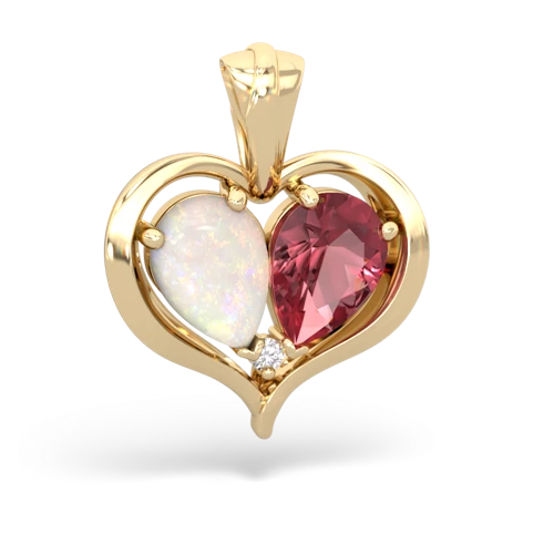 opal-tourmaline half heart whole pendant