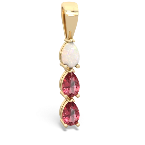 Opal Genuine Opal with Genuine Pink Tourmaline and Genuine Aquamarine Three Stone pendant Pendant