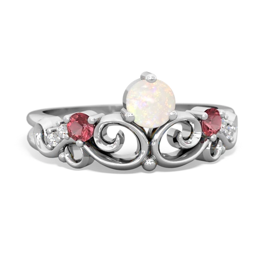 Opal Genuine Opal with Genuine Pink Tourmaline and Genuine Opal Crown Keepsake ring Ring