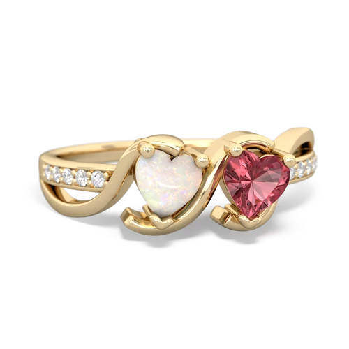 opal-tourmaline double heart ring