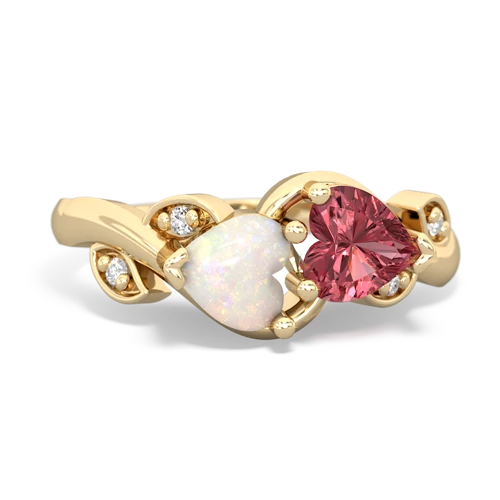 opal-tourmaline floral keepsake ring