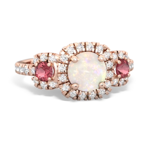 opal-tourmaline three stone regal ring