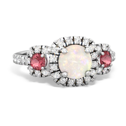 opal-tourmaline three stone regal ring