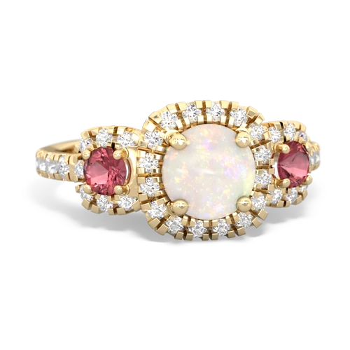 opal-tourmaline three stone regal ring