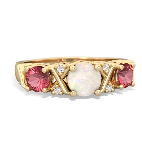Opal Genuine Opal with Genuine Pink Tourmaline and Genuine Opal Hugs and Kisses ring Ring