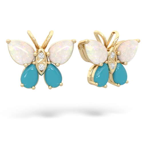 opal-turquoise butterfly earrings
