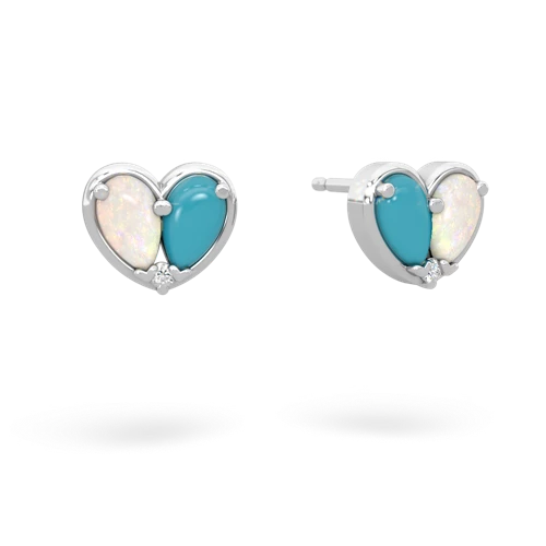 opal-turquoise one heart earrings