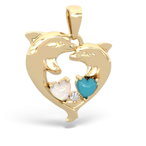 opal-turquoise dolphins pendant