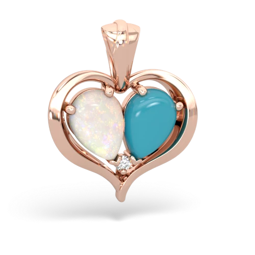 opal-turquoise half heart whole pendant