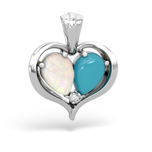 opal-turquoise half heart whole pendant