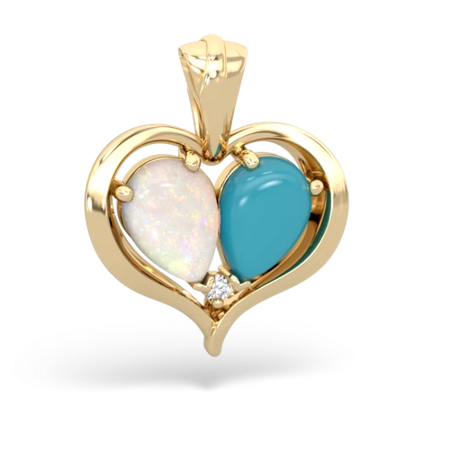 opal-turquoise half heart whole pendant