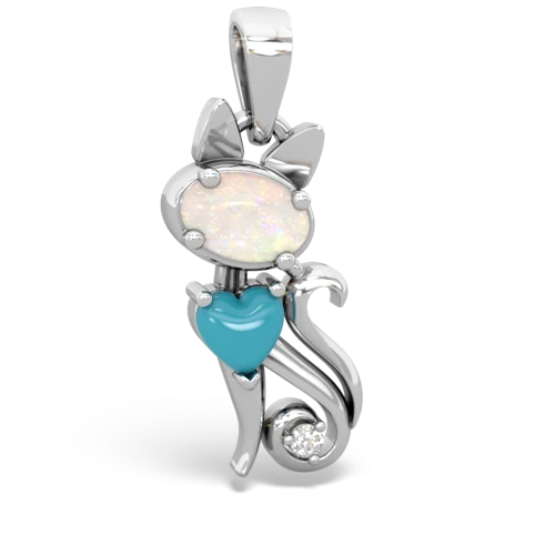 opal-turquoise kitten pendant