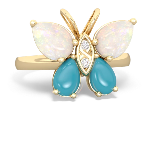 opal-turquoise butterfly ring