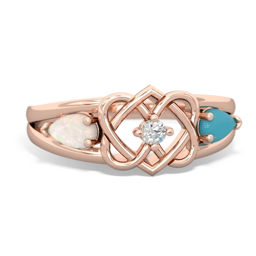 opal-turquoise double heart ring