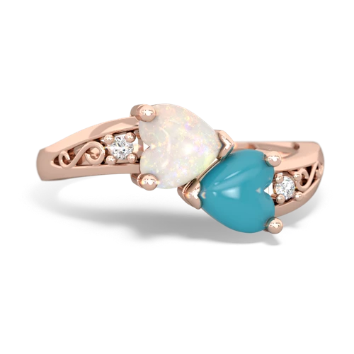 opal-turquoise filligree ring