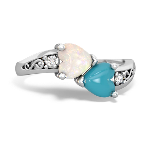 opal-turquoise filligree ring