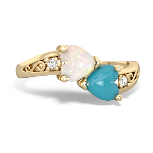 opal-turquoise filligree ring