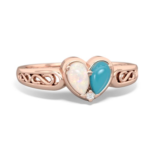 opal-turquoise filligree ring