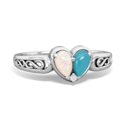 opal-turquoise filligree ring