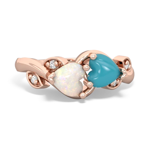 opal-turquoise floral keepsake ring