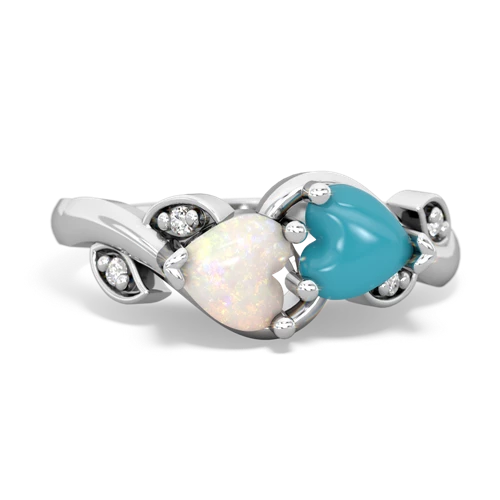 opal-turquoise floral keepsake ring