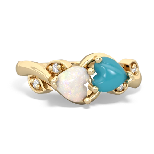 opal-turquoise floral keepsake ring