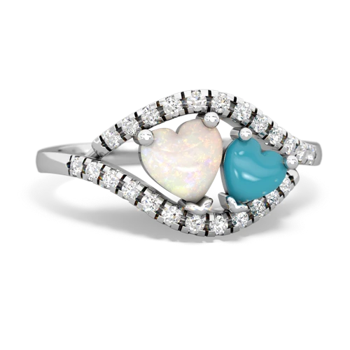 opal-turquoise mother child ring