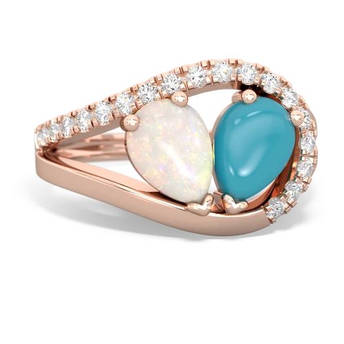 opal-turquoise pave heart ring