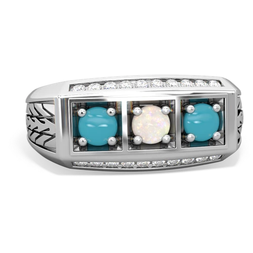 opal-turquoise three stone ring