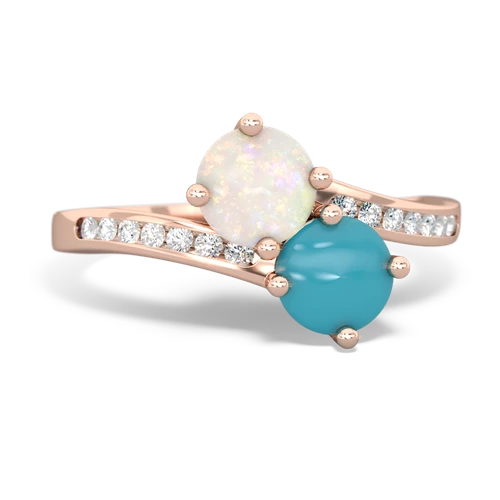 opal-turquoise two stone channel ring